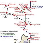 Tramlijnen vanuit Tilburg in de periode 1880 tot 1937  