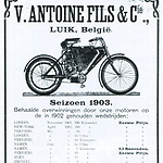Advertentie uit 1903 van de Belgische motorenfabrikant Antoine. 
