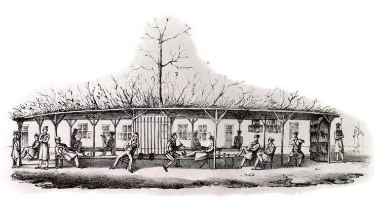 De militaire bezetting als ‘hangjongeren’ op de Heuvel in 1831.