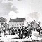 Militairen op de Heuvel ten tijde van de Tiendaagse Veldtocht in 1831.
