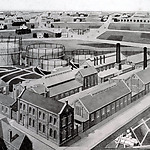 Een tekening van de gasfabriek uit 1904  